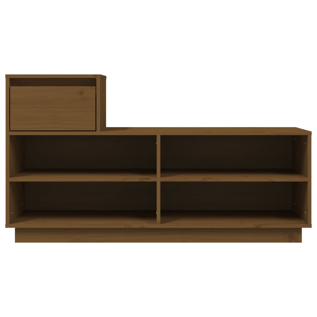 skoreol 110x34x61 cm massivt fyrretræ gyldenbrun