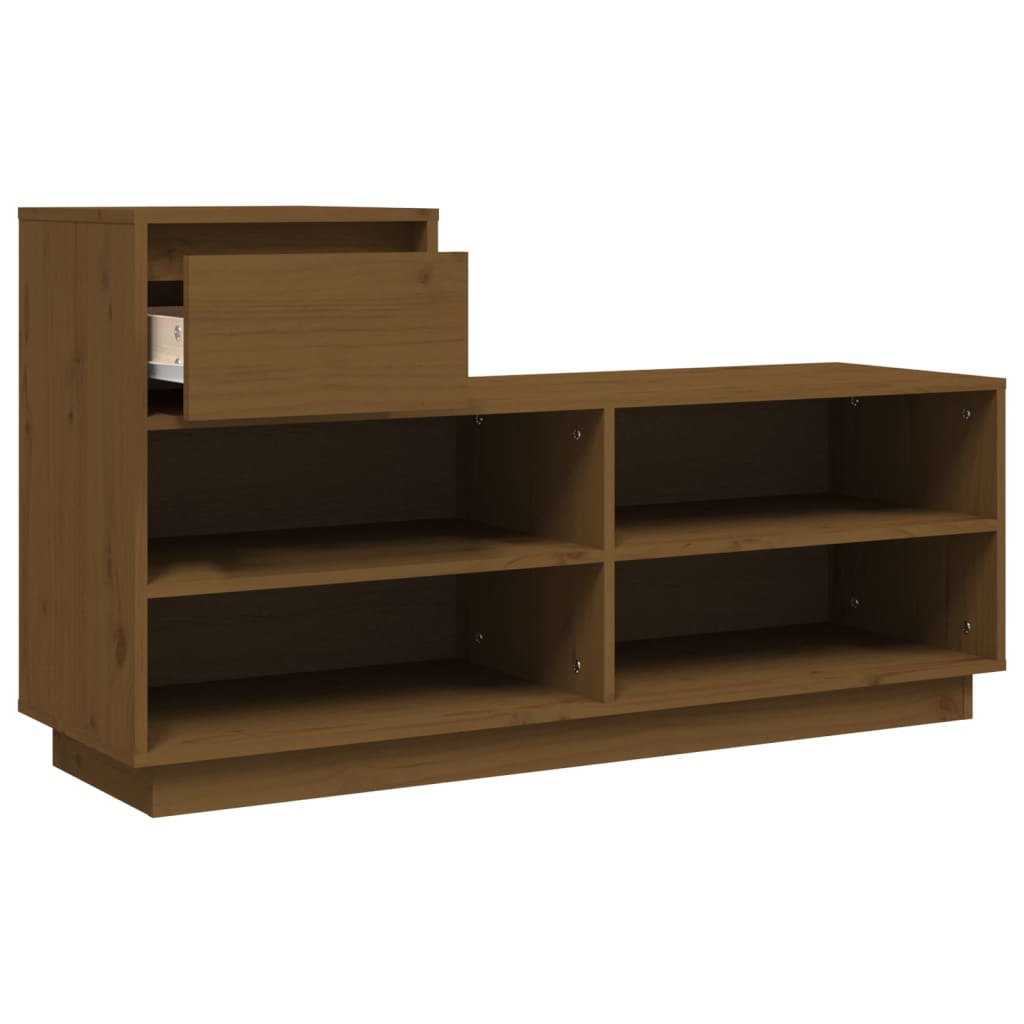 skoreol 110x34x61 cm massivt fyrretræ gyldenbrun