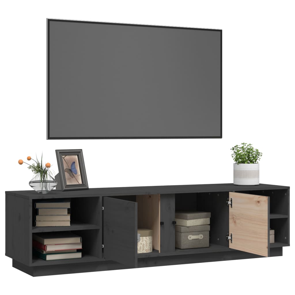 tv-bord 156x40x40 cm massivt fyrretræ grå