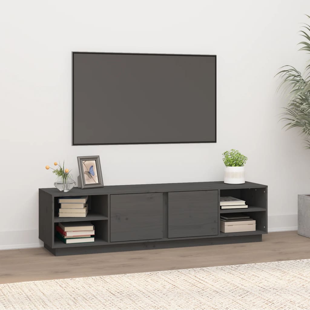 tv-bord 156x40x40 cm massivt fyrretræ grå