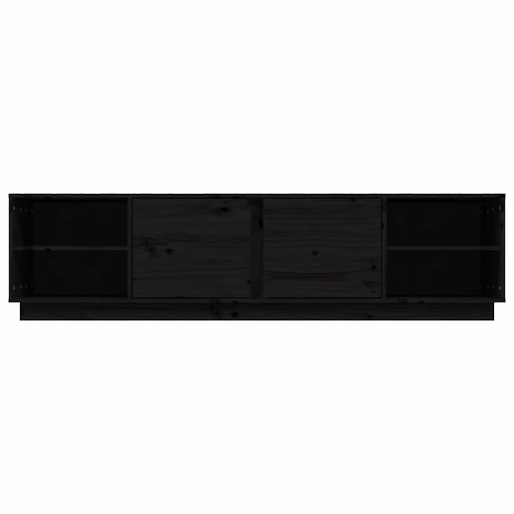 tv-bord 156x40x40 cm massivt fyrretræ sort