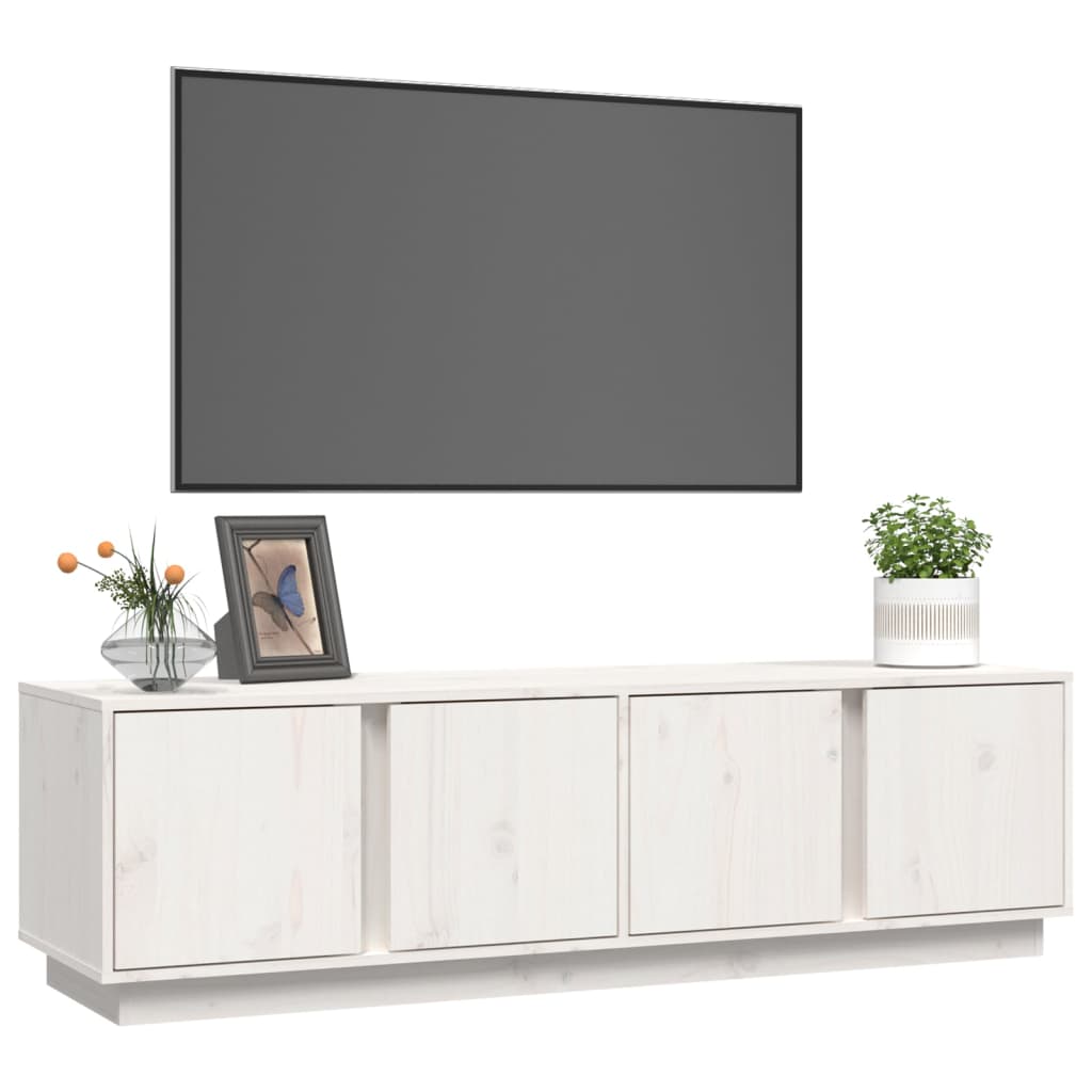 tv-bord 140x40x40 cm massivt fyrretræ hvid