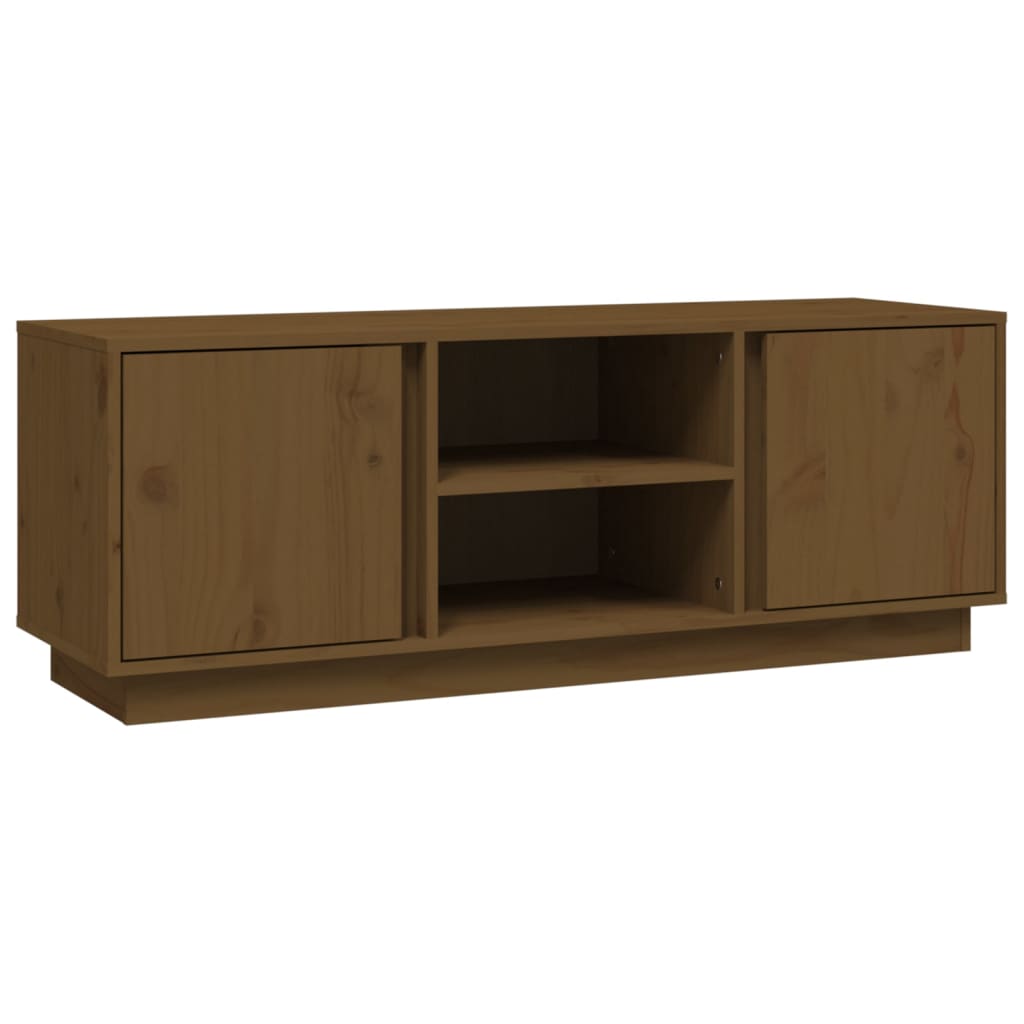 tv-bord 110x35x40,5 cm massivt fyrretræ gyldenbrun