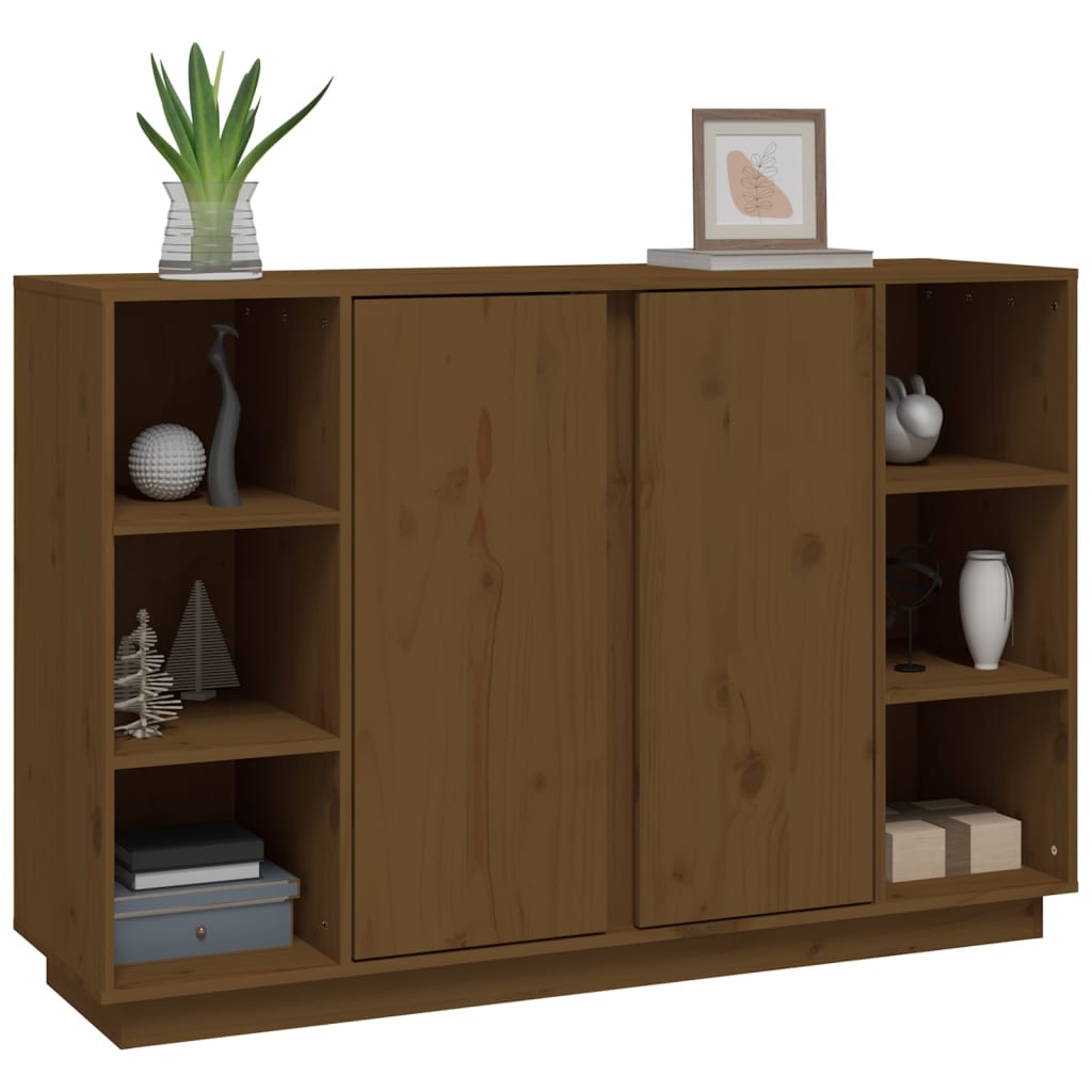 skænk 120x35x80 cm massivt fyrretræ gyldenbrun