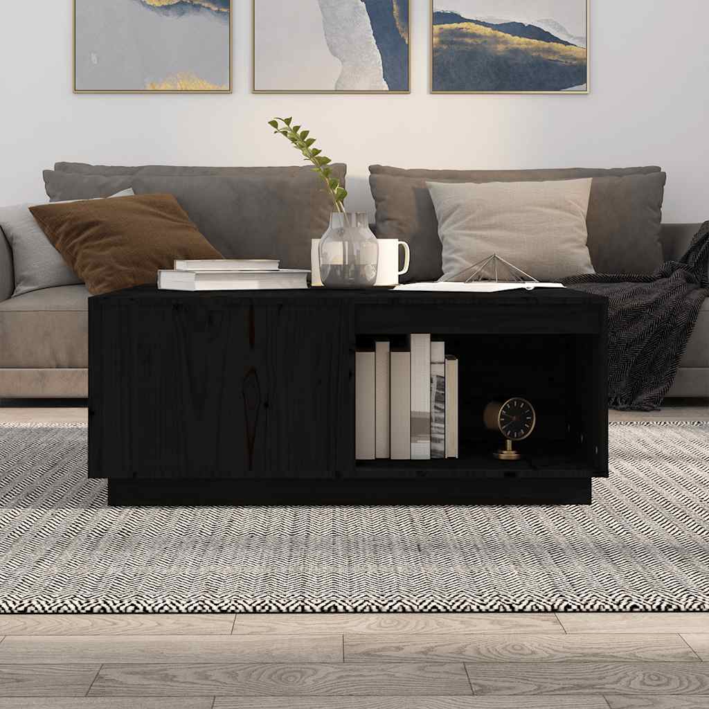 sofabord 100x101x40,5 cm massivt fyrretræ sort