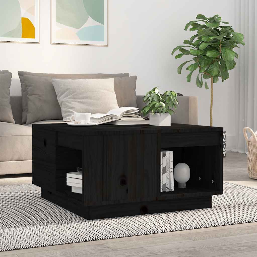 sofabord 60x61x32,5 cm massivt fyrretræ sort