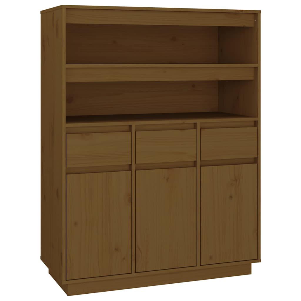 højskab 89x40x116,5 cm massivt fyrretræ gyldenbrun