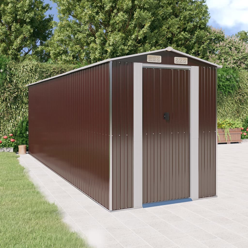 haveskur 192x606x223 cm galvaniseret stål mørkebrun