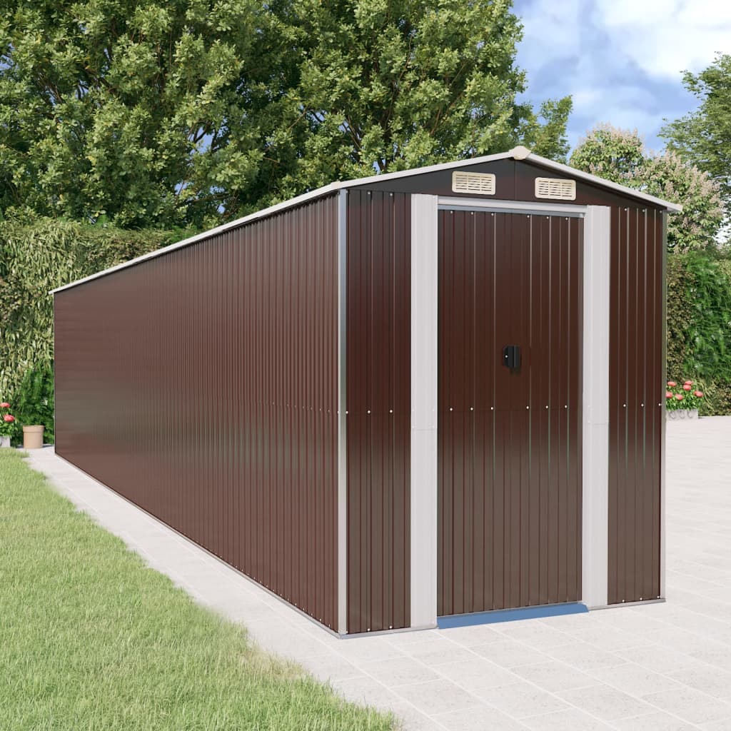 haveskur 192x938x223 cm galvaniseret stål mørkebrun