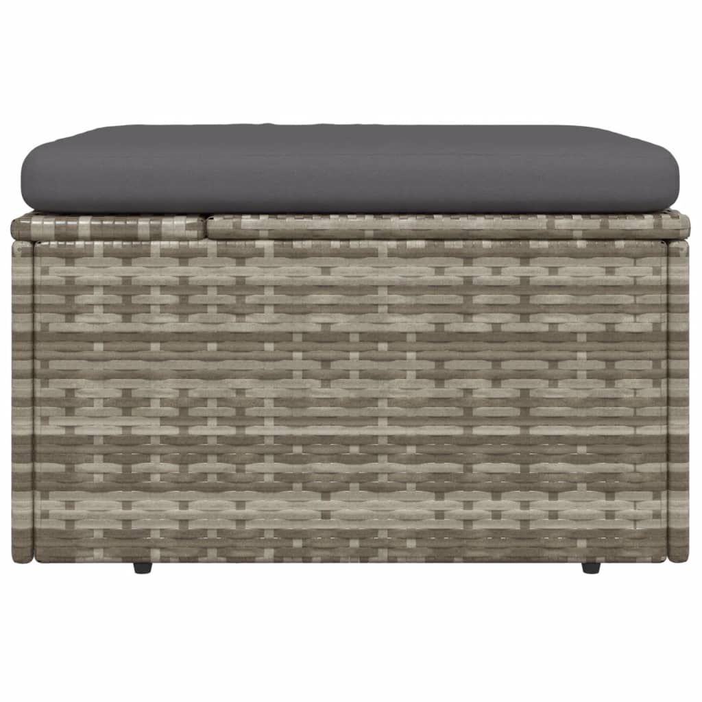 fodskammel med hynde til haven 55x55x30 cm polyrattan grå