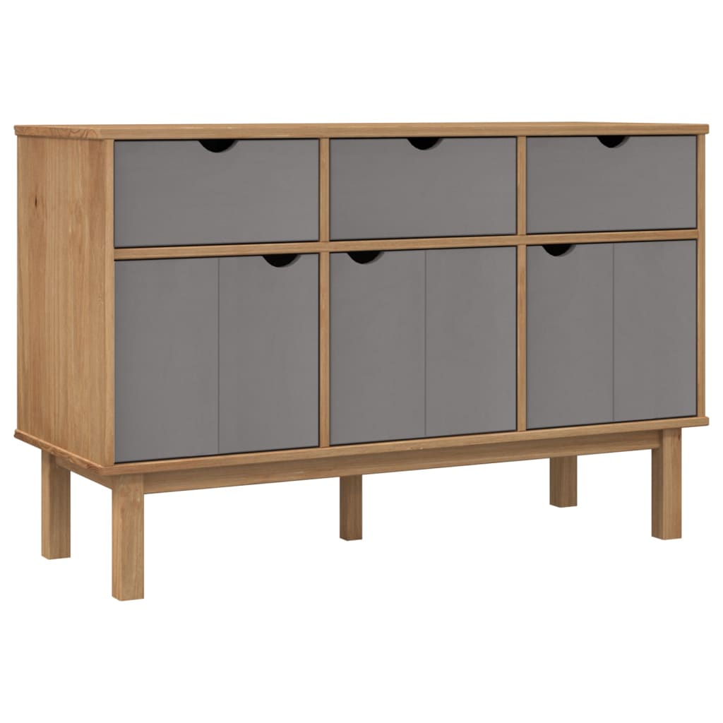 skænk OTTA 113,5x43x73 cm massivt fyrretræ brun og grå