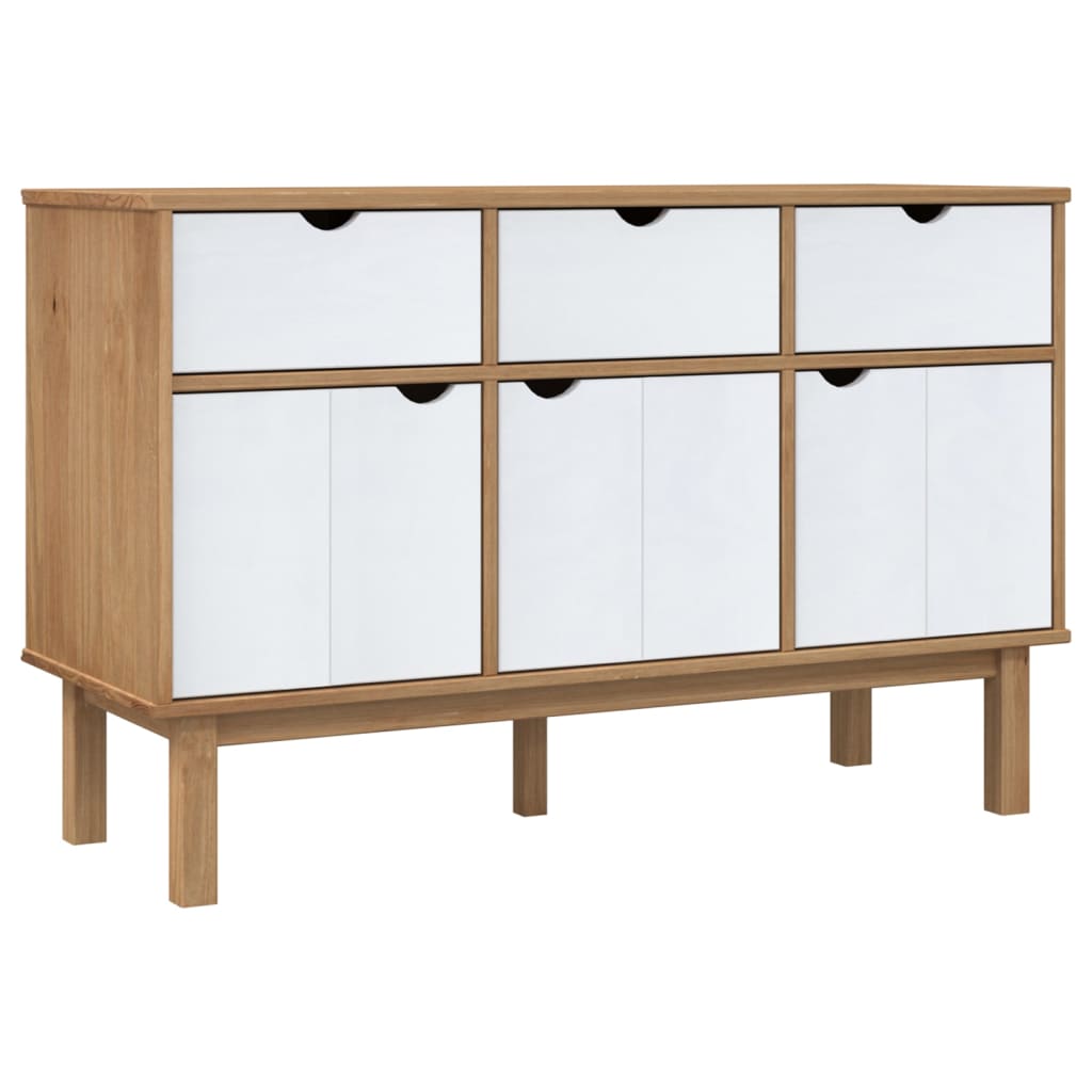 skænk OTTA 113,5x43x73 cm massivt fyrretræ brun og hvid