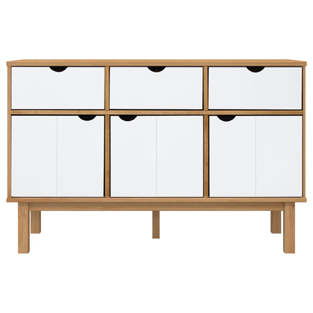 skænk OTTA 113,5x43x73 cm massivt fyrretræ brun og hvid