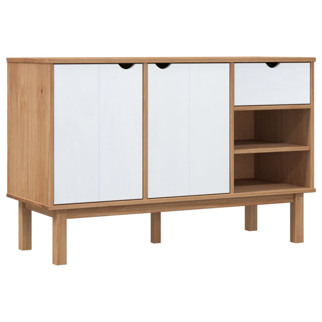 skænk OTTA 113,5x43x73 cm massivt fyrretræ brun og hvid