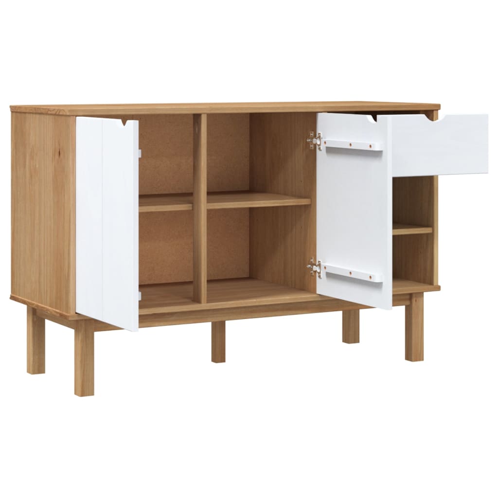 skænk OTTA 113,5x43x73 cm massivt fyrretræ brun og hvid