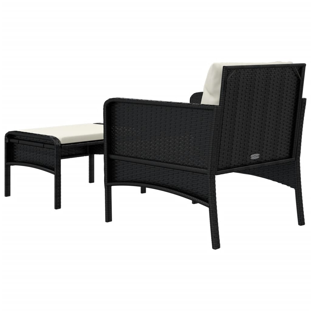 loungesæt til haven 2 dele med hynder polyrattan sort