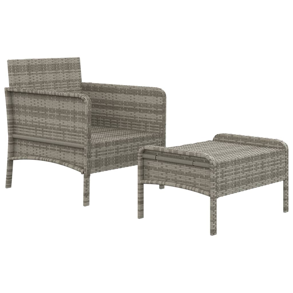loungesæt til haven 2 dele med hynder polyrattan grå