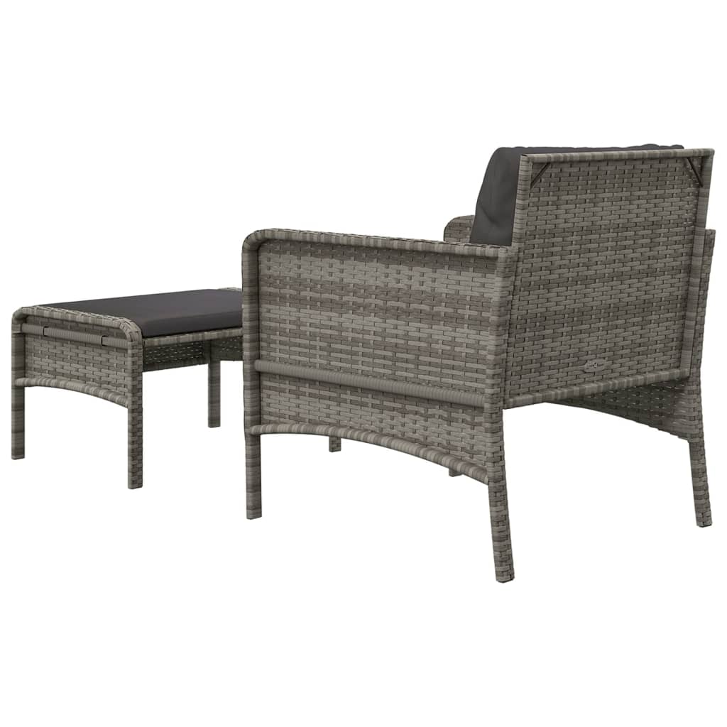 loungesæt til haven 2 dele med hynder polyrattan grå