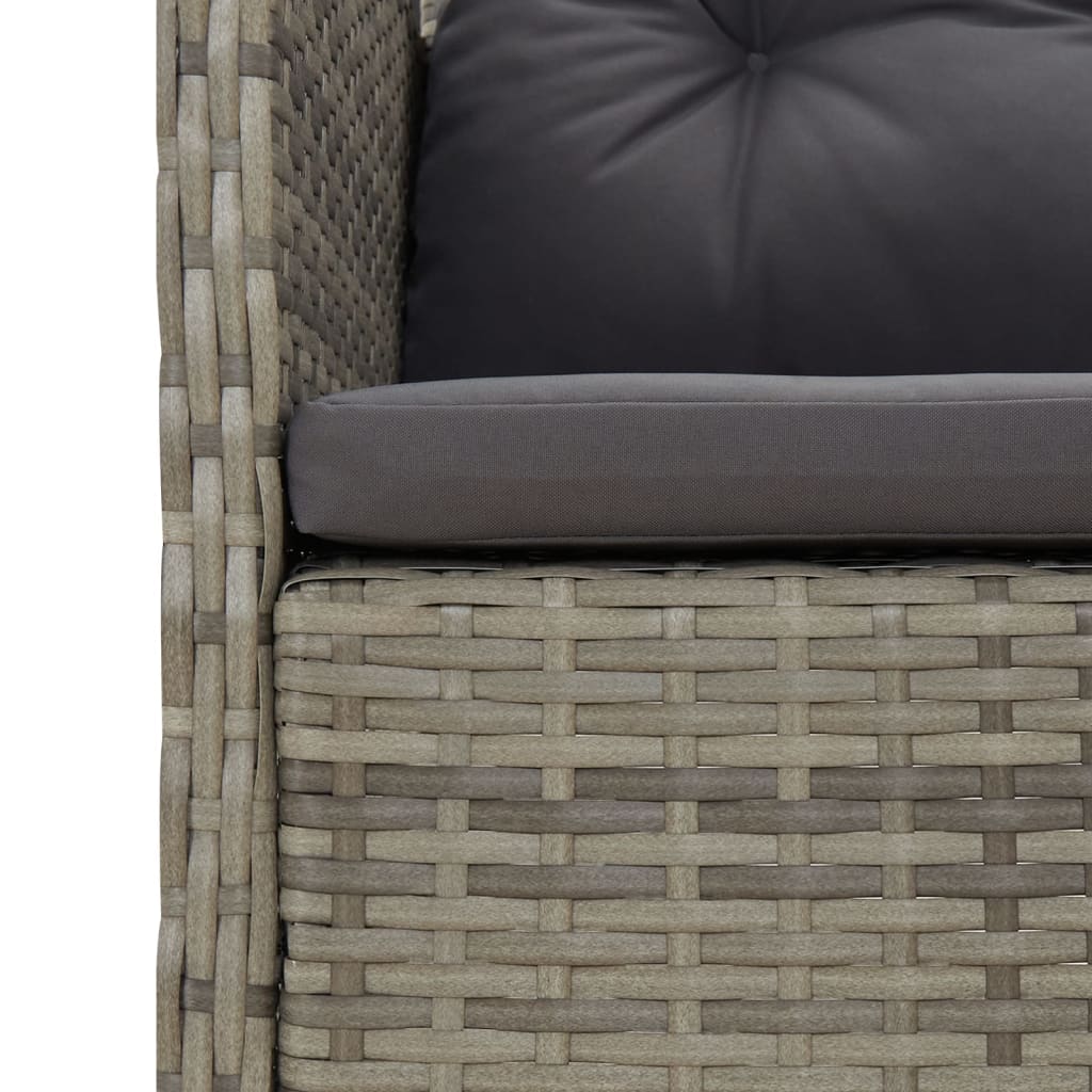 loungesæt til haven 2 dele med hynder polyrattan grå