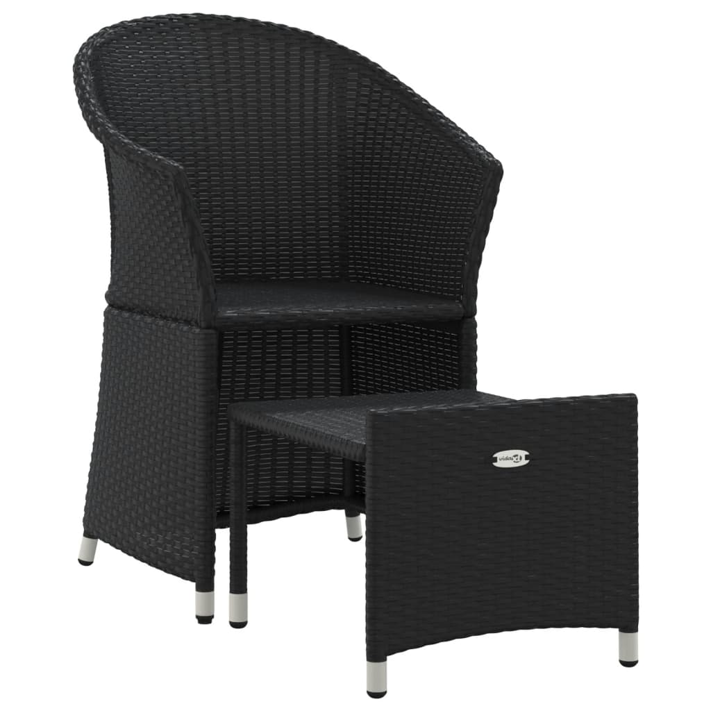 loungesæt til haven 2 dele med hynder polyrattan sort
