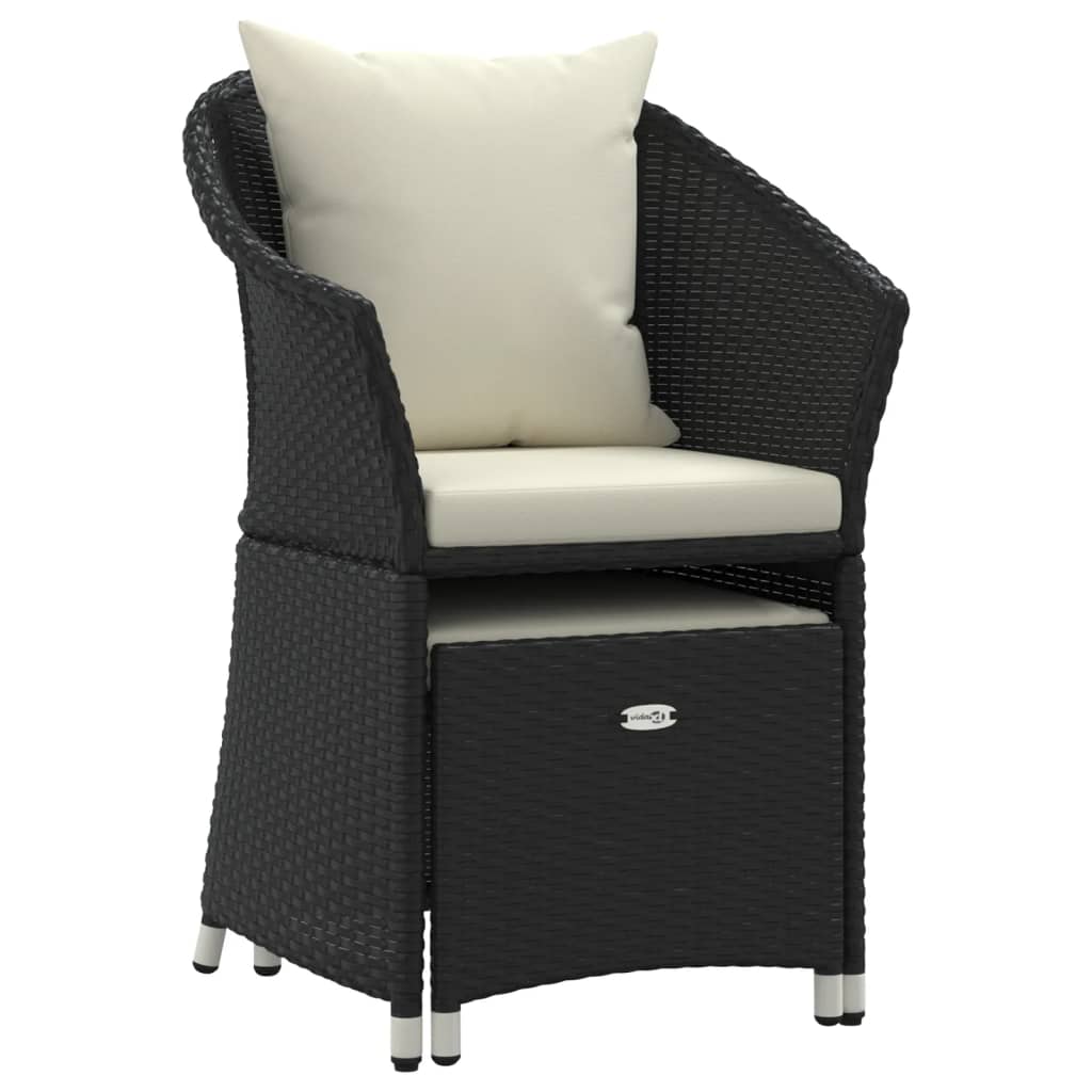 loungesæt til haven 2 dele med hynder polyrattan sort