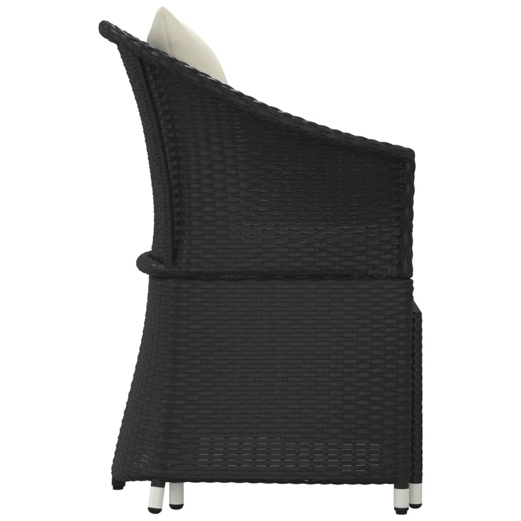 loungesæt til haven 2 dele med hynder polyrattan sort