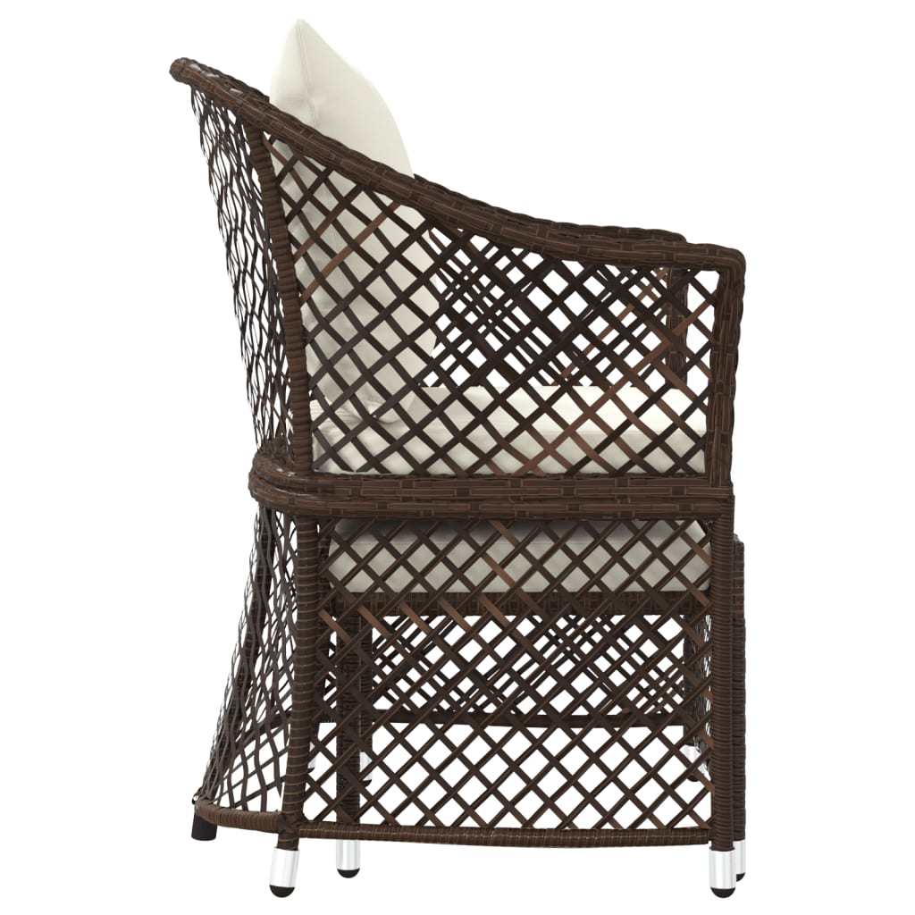 loungesæt til haven 2 dele med hynder polyrattan brun