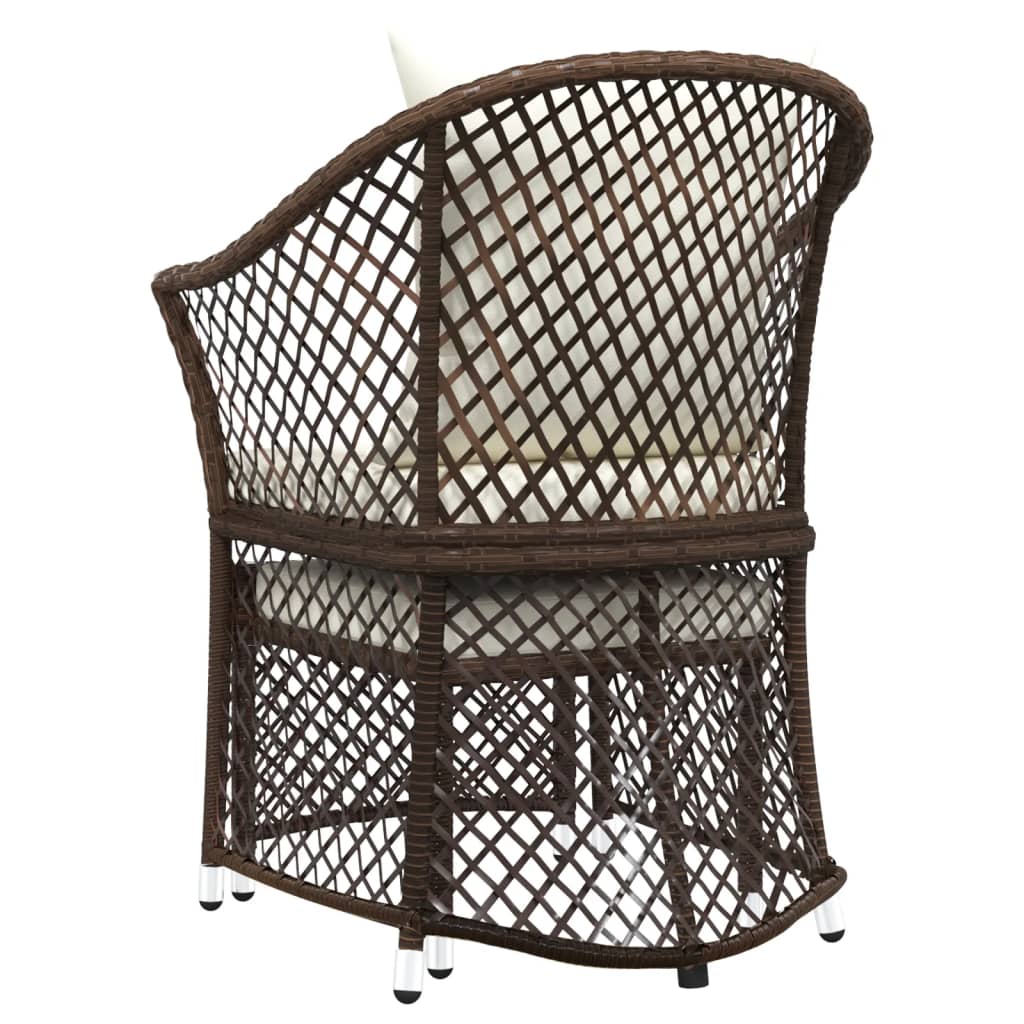 loungesæt til haven 2 dele med hynder polyrattan brun