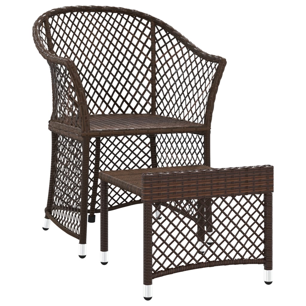 loungesæt til haven 2 dele med hynder polyrattan brun