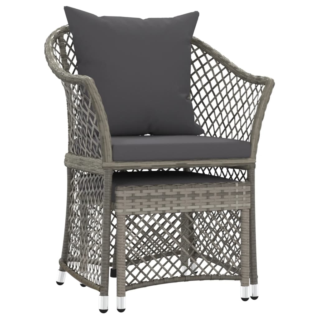 loungesæt til haven 2 dele med hynder polyrattan grå