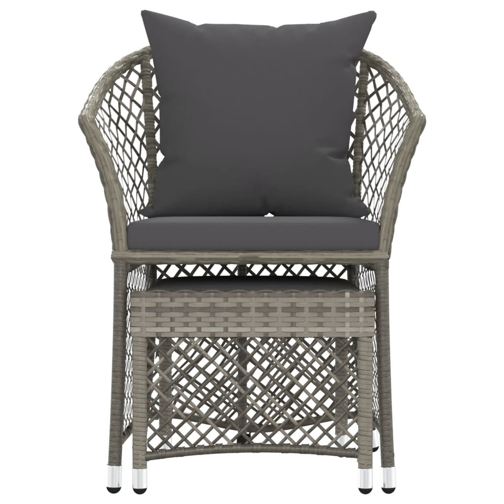 loungesæt til haven 2 dele med hynder polyrattan grå