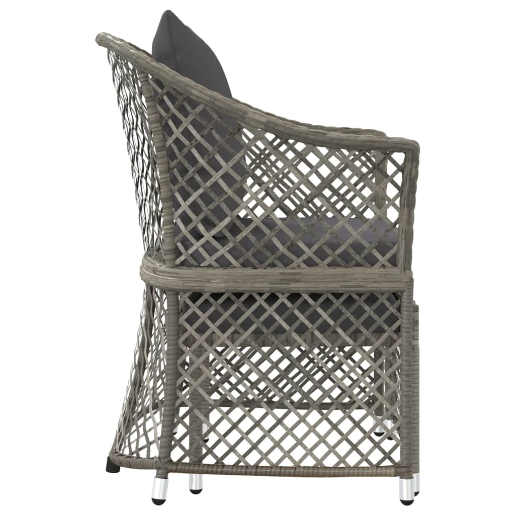 loungesæt til haven 2 dele med hynder polyrattan grå