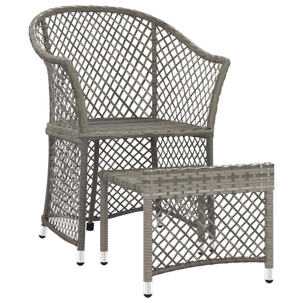 loungesæt til haven 2 dele med hynder polyrattan grå