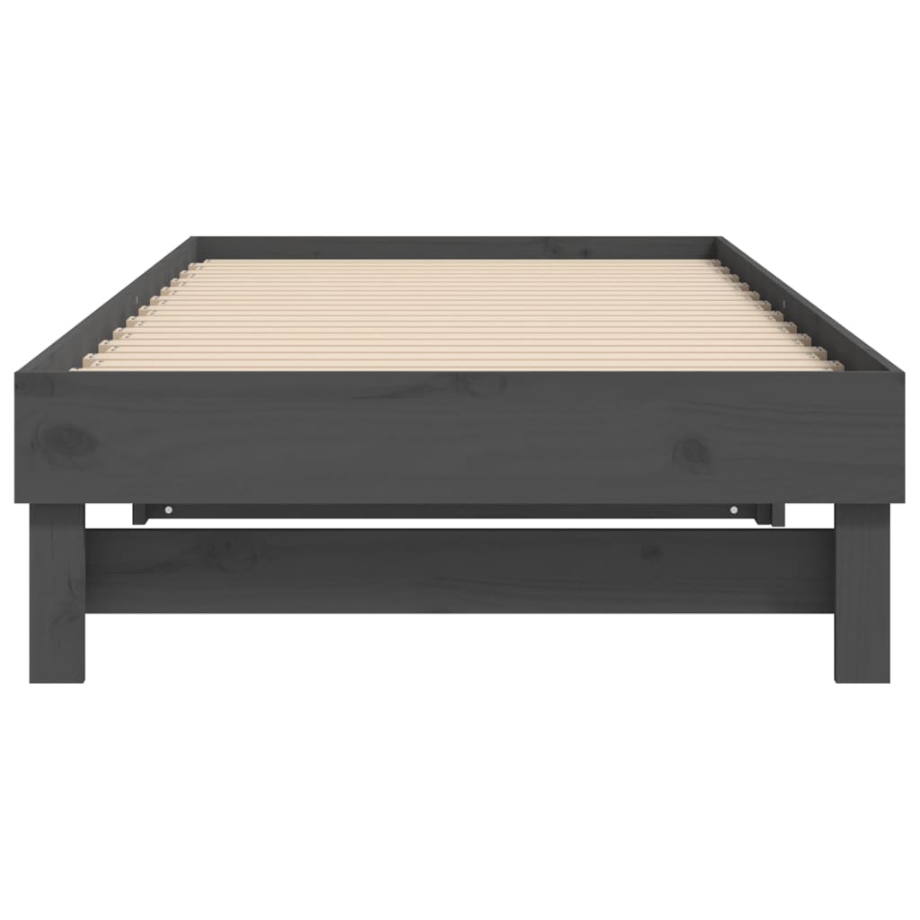 daybed med udtræk 2x(100x200) cm massivt fyrretræ grå