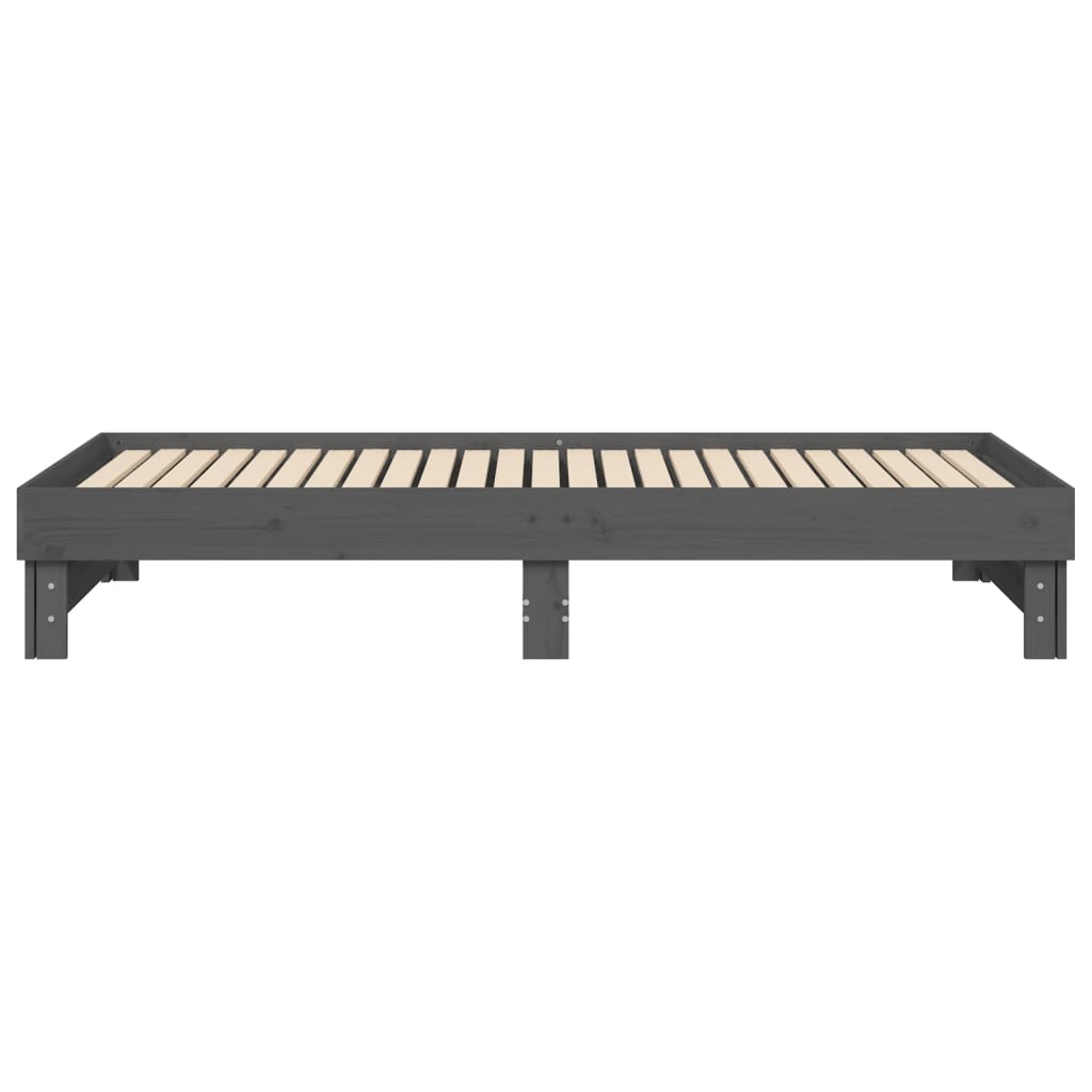 daybed med udtræk 2x(100x200) cm massivt fyrretræ grå