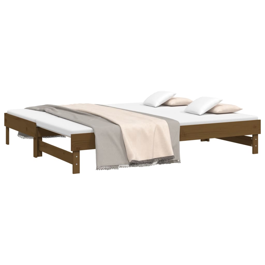 daybed med udtræk 2x(100x200) cm massivt fyrretræ gyldenbrun