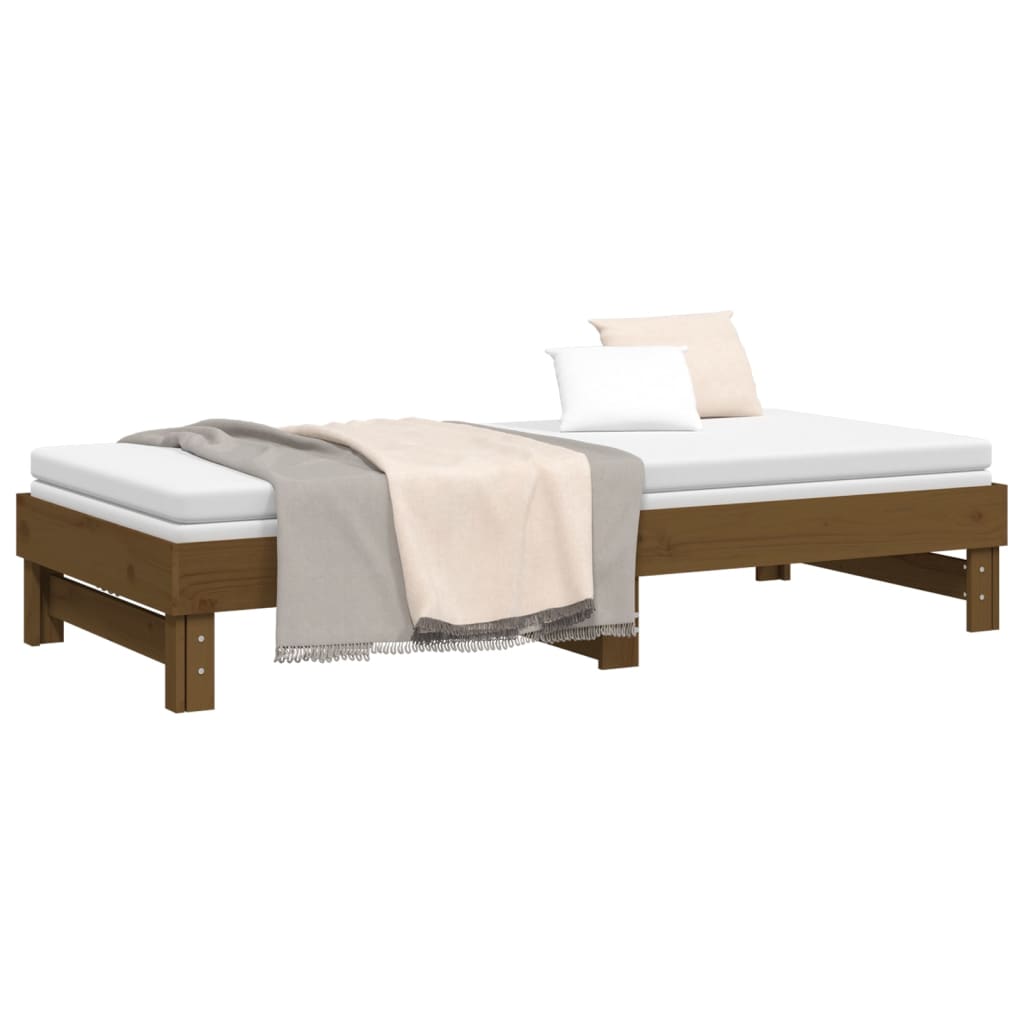 daybed med udtræk 2x(100x200) cm massivt fyrretræ gyldenbrun