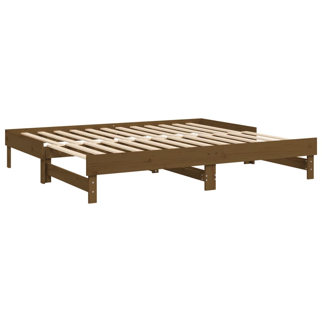 daybed med udtræk 2x(100x200) cm massivt fyrretræ gyldenbrun