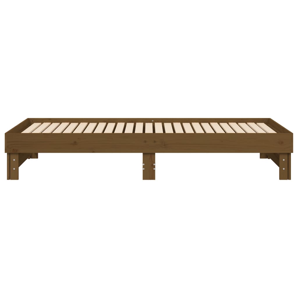 daybed med udtræk 2x(100x200) cm massivt fyrretræ gyldenbrun