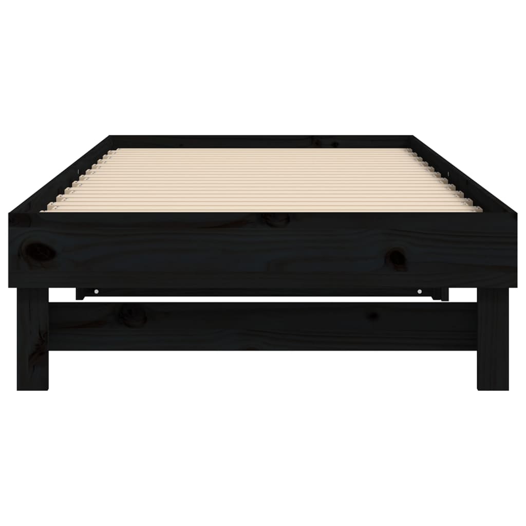 daybed med udtræk 2x(100x200) cm massivt fyrretræ sort