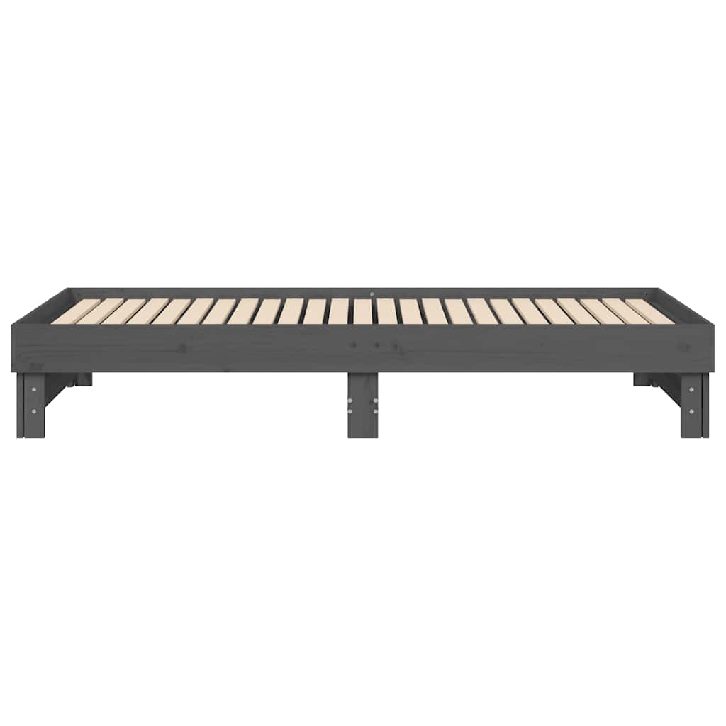daybed med udtræk 2x(80x200) cm massivt fyrretræ grå