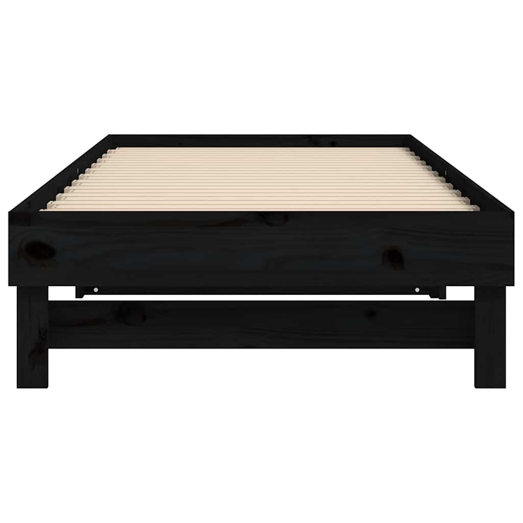 daybed med udtræk 2x(80x200) cm massivt fyrretræ sort