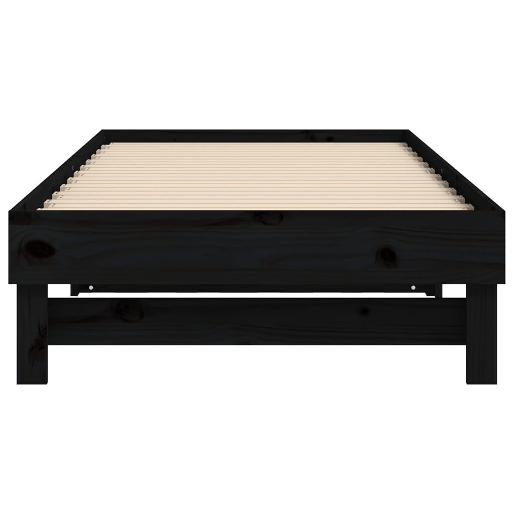 daybed med udtræk 2x(90x190) cm massivt fyrretræ sort