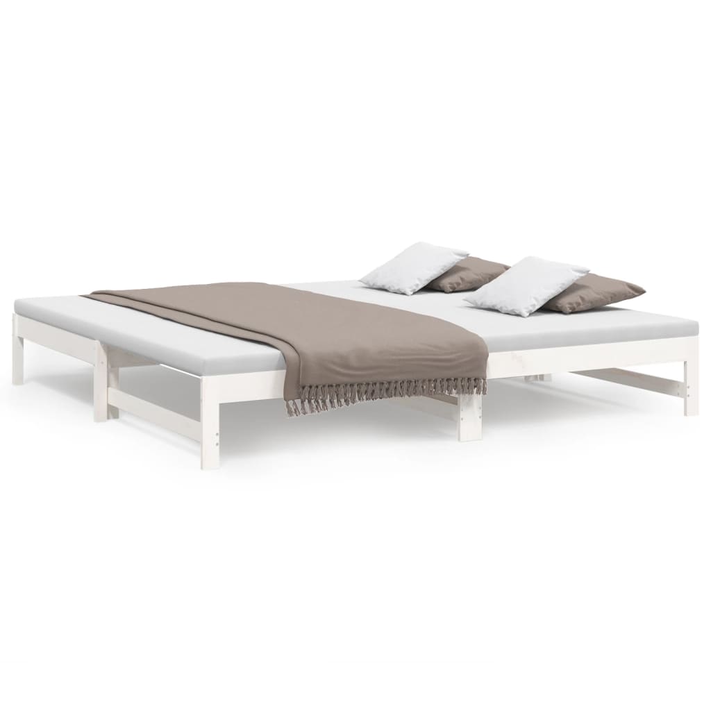 daybed med udtræk 100x200 cm massivt fyrretræ hvid