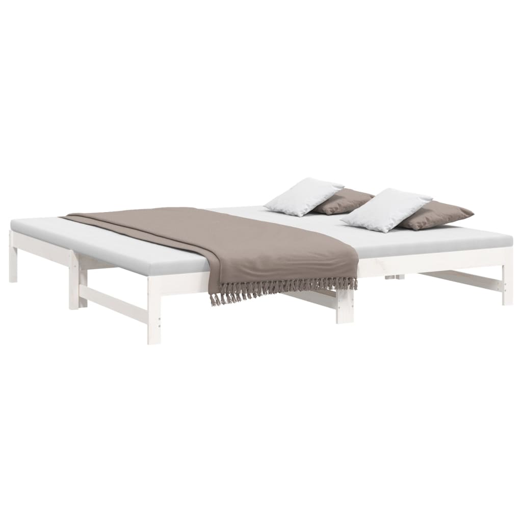 daybed med udtræk 100x200 cm massivt fyrretræ hvid