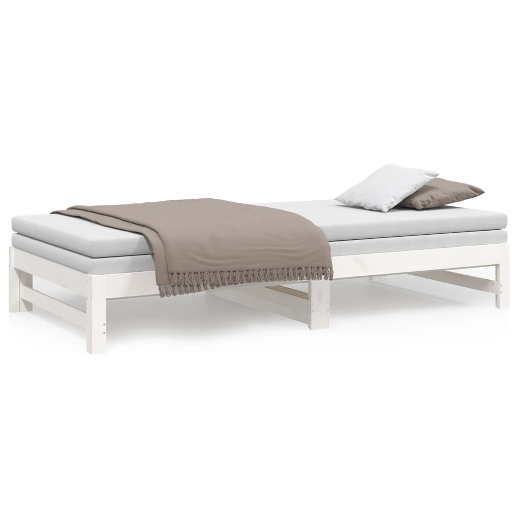 daybed med udtræk 100x200 cm massivt fyrretræ hvid