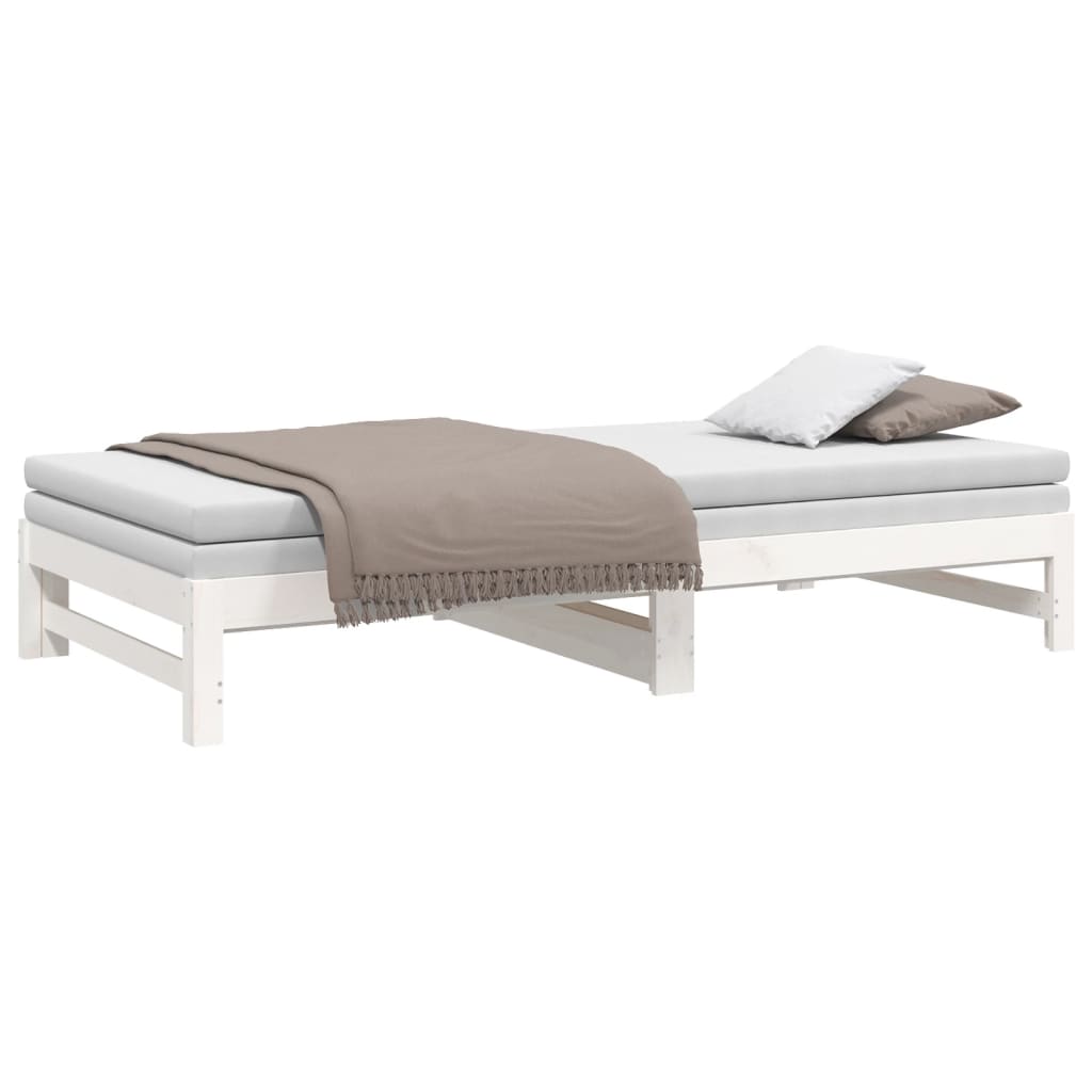 daybed med udtræk 100x200 cm massivt fyrretræ hvid