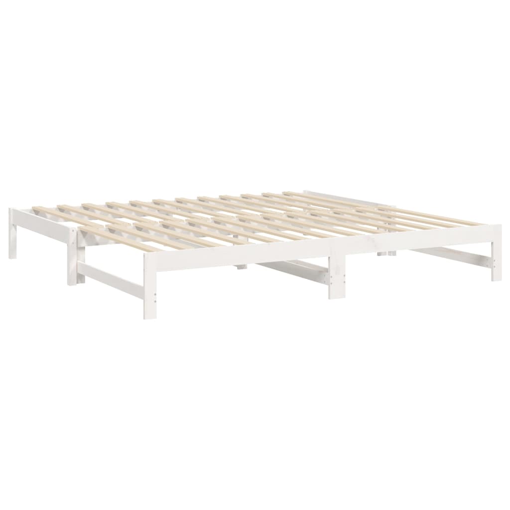 daybed med udtræk 100x200 cm massivt fyrretræ hvid