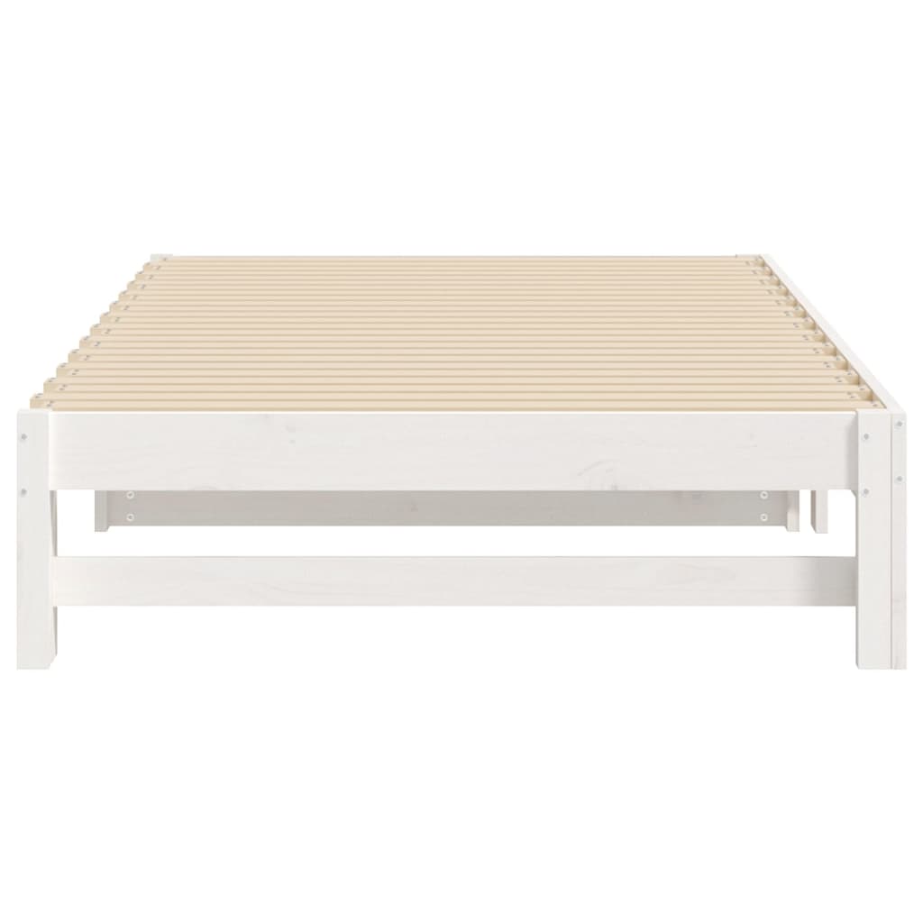 daybed med udtræk 100x200 cm massivt fyrretræ hvid