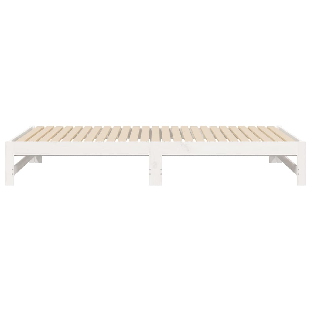daybed med udtræk 100x200 cm massivt fyrretræ hvid